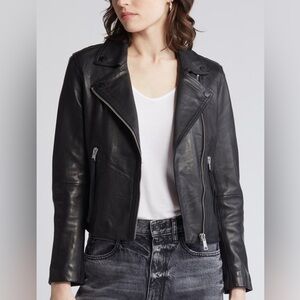 AllSaints Dalby Leather Biker Jacket in Black Women’s Size 8 New